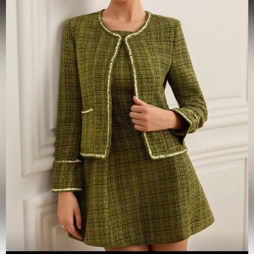 Green Tweed Dress and Jacket Set